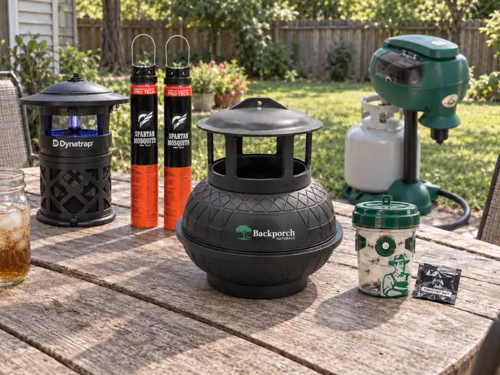 Comparison image showing the five mosquito-control options reviewed in this ranking